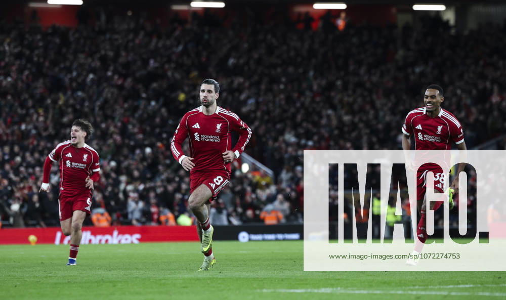 Liverpool v Manchester City, FA Premier League 08.02.26 Liverpool v Manchester City, FA Premier League Bradley Ormesher The Times Dominik Szoboszlai of Liverpool scores and celebrates scoring his teams opening goal 1-0