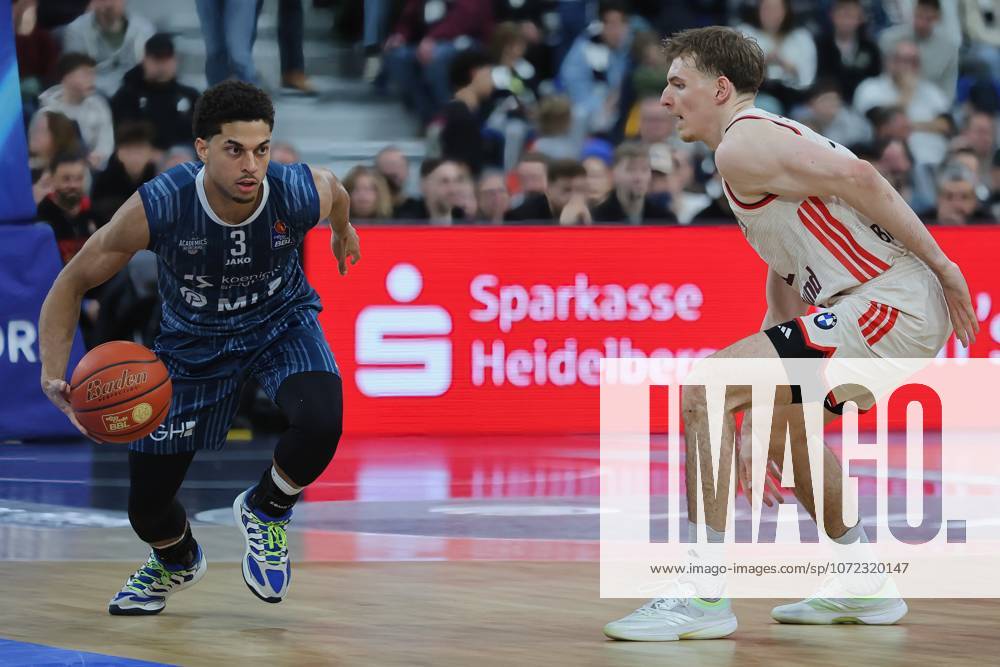 V li Kevin McClain MLP Academics Heidelberg, 03 , Justus Hollatz FC Bayern Muenchen, 21 GER, BBL, MLP Academics Heidelberg vs FC Bayern Muenchen, easycredit Basketball Bundesliga, 19 Matchday, Season, 2025 2026, 08 02 2026 GER, MLP Academics Heidelberg vs FC Bayern Muenchen, Basketball, easycredit Basketball Bundesliga, 19 Matchday, Season, 2025 2026, 08 02 2026 Heidelberg