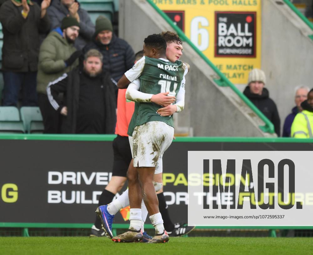 Owen Elding of Hibernian celebrates scoring their first goal Hibernian v St Mirren, William Hill Scottish Premiership, Football, Easter Road, Edinburgh, Scotland, UK - 14 Feb 2026Edinburgh Easter Road United Kingdom
