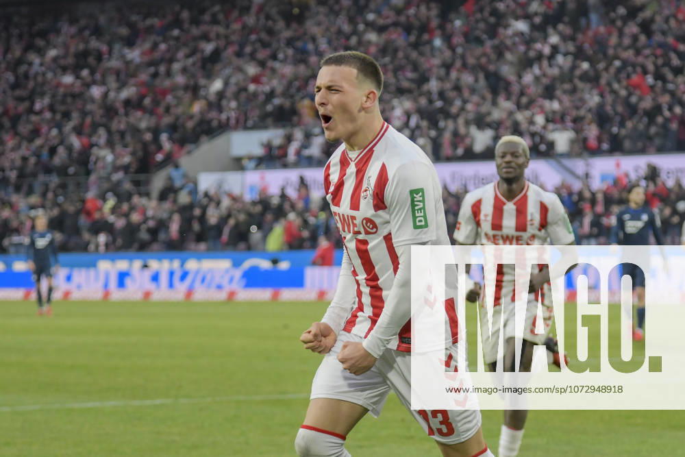 Said El Mala Koeln 13 cheers after scoring 2 2 21 02 2026 Soccer 1 FC Koeln vs TSG Hoffenheim, Rheinenergiestadion, Koeln, DFB DFL REGULATIONS PROHIBIT ANY USE OF PHOTOGRAPHS AS IMAGE SEQUENCES AND OR QUASI VIDEO
