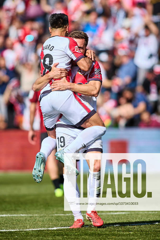 Rayo Vallecano vs Athletic Club de Bilbao - LaLiga EA Sports - 28 02 2026 Alvaro Garcia of Rayo Vallecano (L) celebrating with Jorge de Frutos of Rayo Vallecano (R) during the LaLiga EA Sports match between Rayo Vallecano and Athletic Club de Bilbao at Nuevo Vallecas Stadium on February 28, 2026 in Madrid, Spain. Madrid Spain