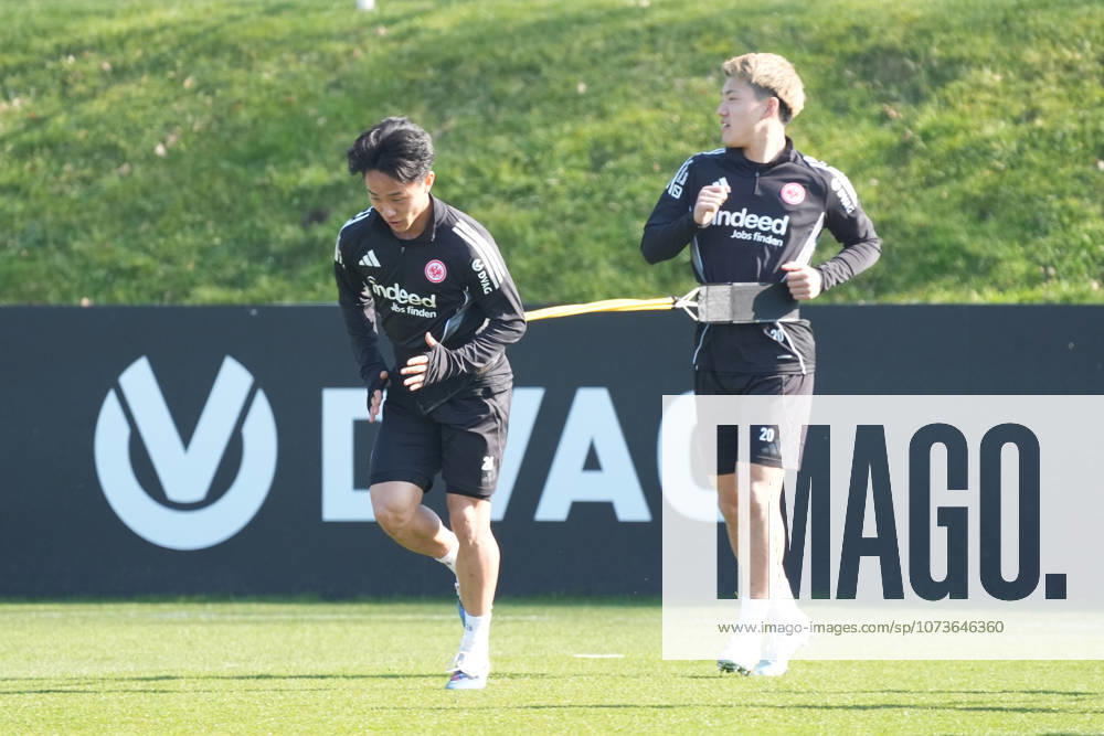 Keita Kosugi Eintracht Frankfurt and Ritsu Doan Eintracht Frankfurt Frankfurt 04 03 2026 Eintracht Frankfurt training, Deutsche Bank Park, 24 matchday Bundesliga