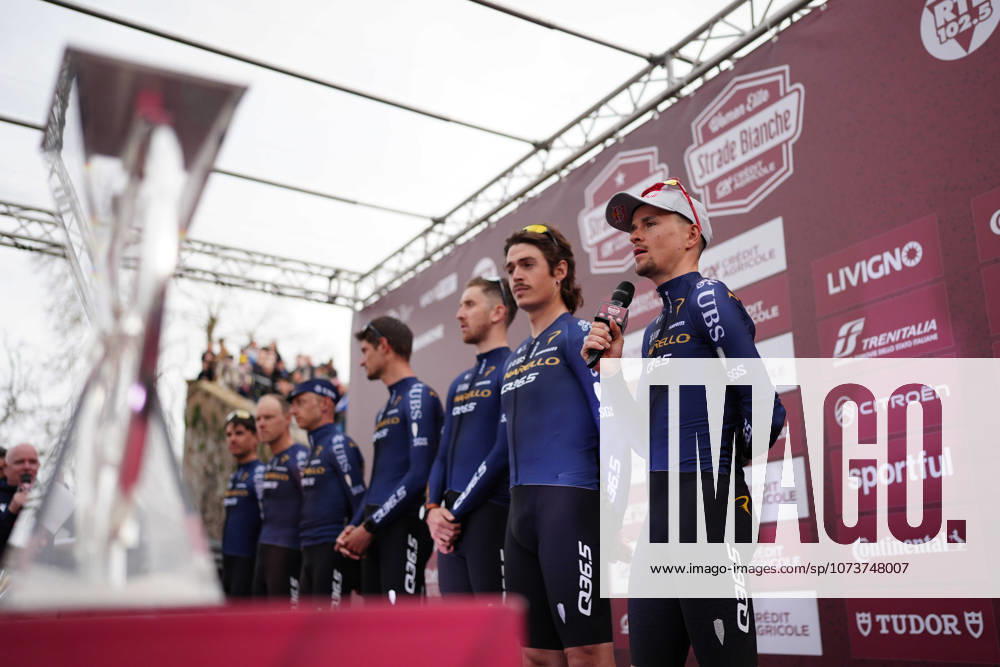 PINARELLO-Q36.5 PRO CYCLING TEAM during the team presentation of the Strade Bianche e Strade Bianche Women cycling race in Siena - Tuscany - Italy - Friday, March 6 2026. - cycling