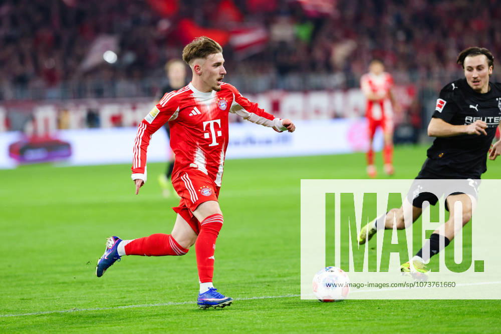 Lennart Karl 42, FC Bayern München at the match between FC Bayern München v Borussia Mönchengladbach, Football, Men, Bundesliga, 2025 2026, 25 Matchday on 06 03 2026 in Munich, Allianz Arena DFL and DFB regulations prohibit any use of photographs as image sequences and or quasi video Bayern Germany