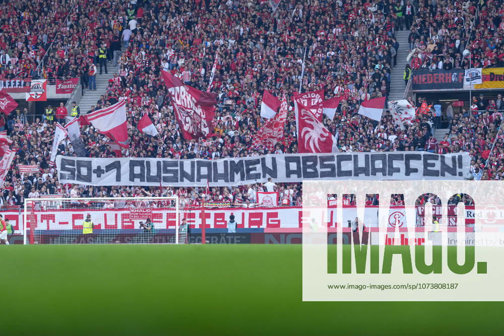 Banner of the fans and Ultras in the stands, Banner, 50 1 abolish exceptions , Germany, Football, 1 Bundesliga, 25 Matchday, 2025 2026, SC Freiburg vs Bayer 04 Leverkusen, 07 03 2026, Europa Park Stadion, Freiburg, Germany DFL REGULATIONS PROHIBIT ANY USE OF PHOTOGRAPHS AS IMAGE SEQUENCES AND OR QUASI VIDEO Freiburg Europa Park Stadion Baden Württemberg Germany