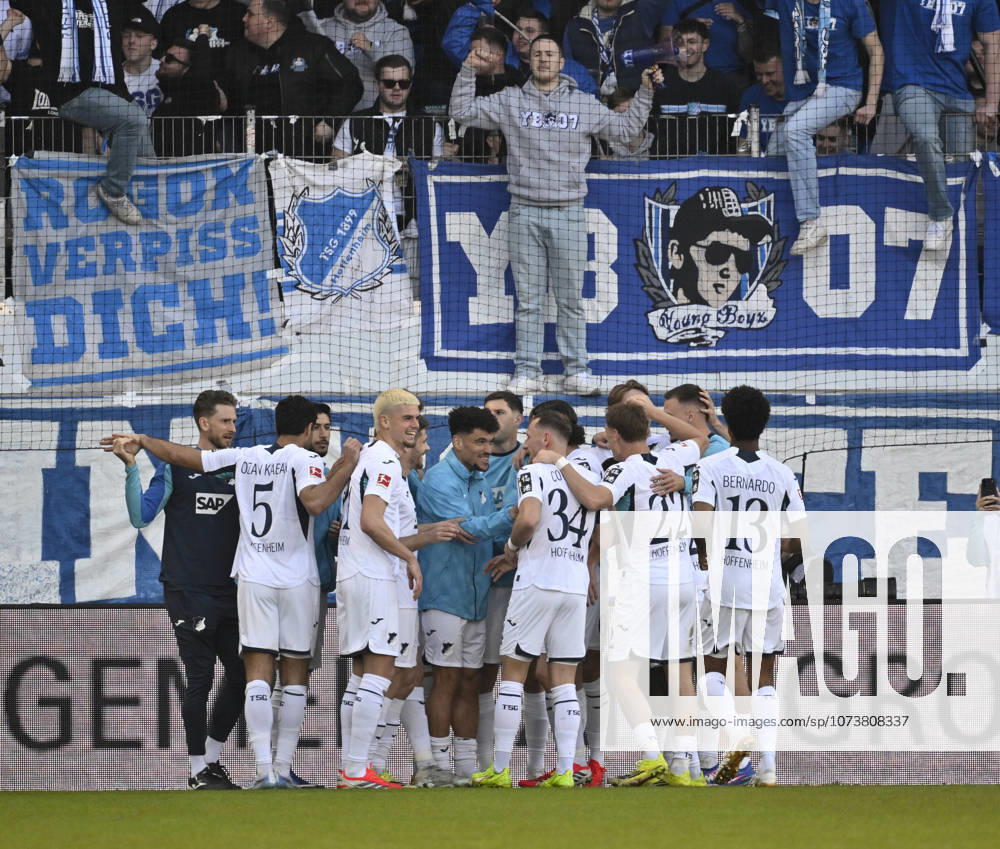 GOAL for 0 3 Fisnik Asllani TSG 1899 Hoffenheim 11 Goal celebration banner, protest, protest poster, fan poster, banner, poster, banner player advisor ROGON VERPISS DICH 1 FC Heidenheim 1846 FCH vs TSG 1899 Hoffenheim 07 03 2026 DFL REGULATIONS PROHIBIT ANY USE OF PHOTOGRAPHS AS IMAGE SEQUENCES AND OR QUASI VIDEO 1 FC Heidenheim 1846 FCH vs TSG 1899 Hoffenheim