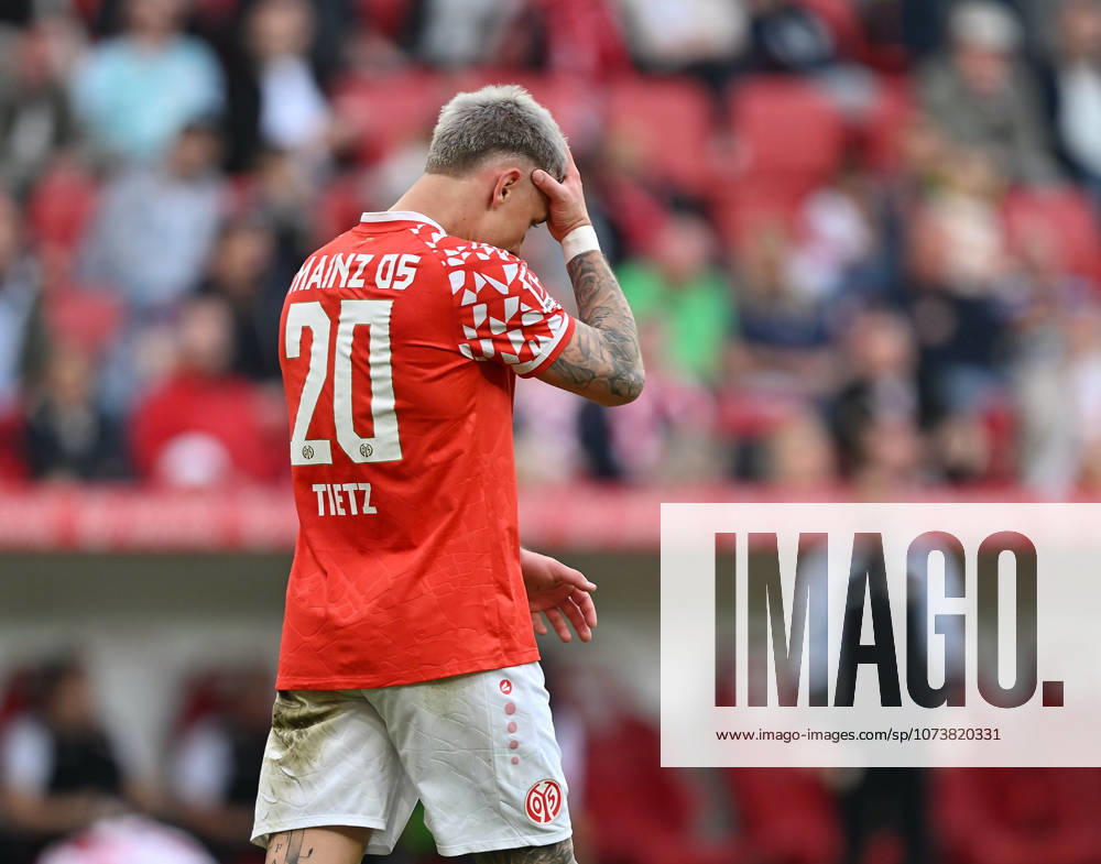 Football I Men I Season 2025 2026 I Bundesliga I 25 Matchday I 1 FSV Mainz 05 VFB Stuttgart I 07 03 2026 Phillip Tietz 20, 1 FSV Mainz 05 after missed goal chance Mainz MEWA Arena Rheinland Pfalz Germany