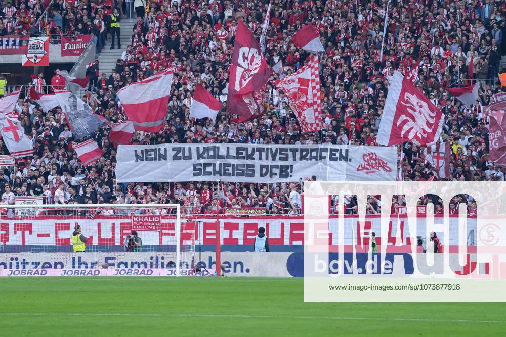 Banner of the fans and Ultras in the stands, banner, No to collective punishment Scheiss DFB , Germany, Football, 1 Bundesliga, 25 Matchday, 2025 2026, SC Freiburg vs Bayer 04 Leverkusen, 07 03 2026, Europa Park Stadion, Freiburg, Germany DFL REGULATIONS PROHIBIT ANY USE OF PHOTOGRAPHS AS IMAGE SEQUENCES AND OR QUASI VIDEO Freiburg Europa Park Stadion Baden Württemberg Germany
