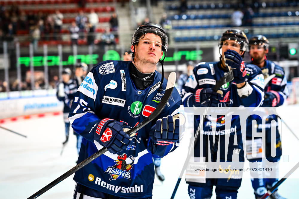 Julian Napravnik Iserlohn Roosters, 75 , GER, Iserlohn Roosters vs Fischtown Pinguins Bremerhaven, Ice Hockey, Penny DEL, 50 Matchday, Season 2025 2026, 08 03 2026, GER, Iserlohn Roosters vs Fischtown Pinguins Bremerhaven, Ice Hockey, Penny DEL, 50 Matchday, Season 2025 2026, 08 03 2026 Iserlohn