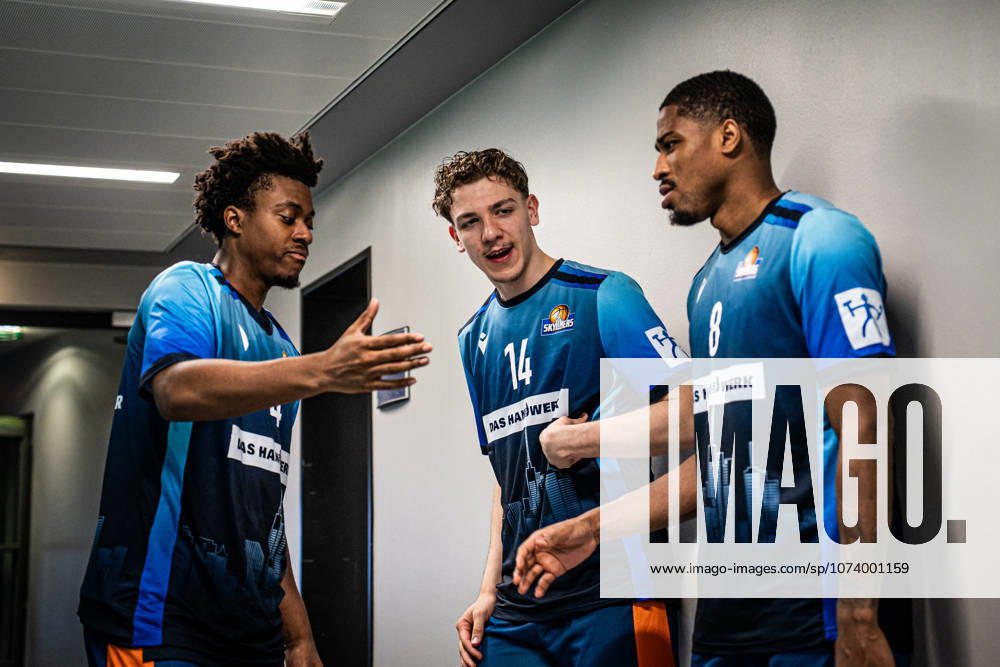 Basketball easyCredit BBL Bundesliga, Frankfurt Skyliners Bamberg Baskets v l Nahiem Alleyne Skyliners Frankfurt , Ivan Crnjac Skyliners Frankfurt , William Christmas Skyliners Frankfurt Frankfurt am Main