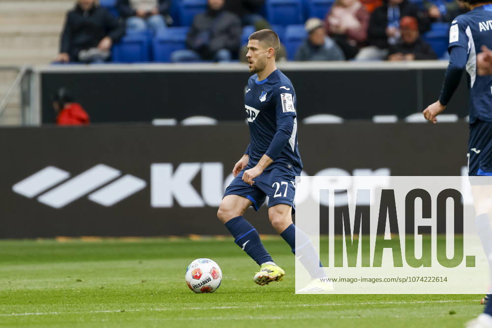 Andrej Kramaric TSG Hoffenheim, 27 on the ball , Germany, Soccer, 1 Bundesliga, Matchday 26, 2025 2026, TSG Hoffenheim vs VfL Wolfsburg, 14 03 2026, Sinsheim PreZero Arena Germany