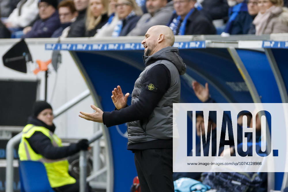 Christian Ilzer TSG Hoffenheim, Coach , Germany, Soccer, 1 Bundesliga, Matchday 26, 2025 2026, TSG Hoffenheim vs VfL Wolfsburg, 14 03 2026, Sinsheim PreZero Arena Germany