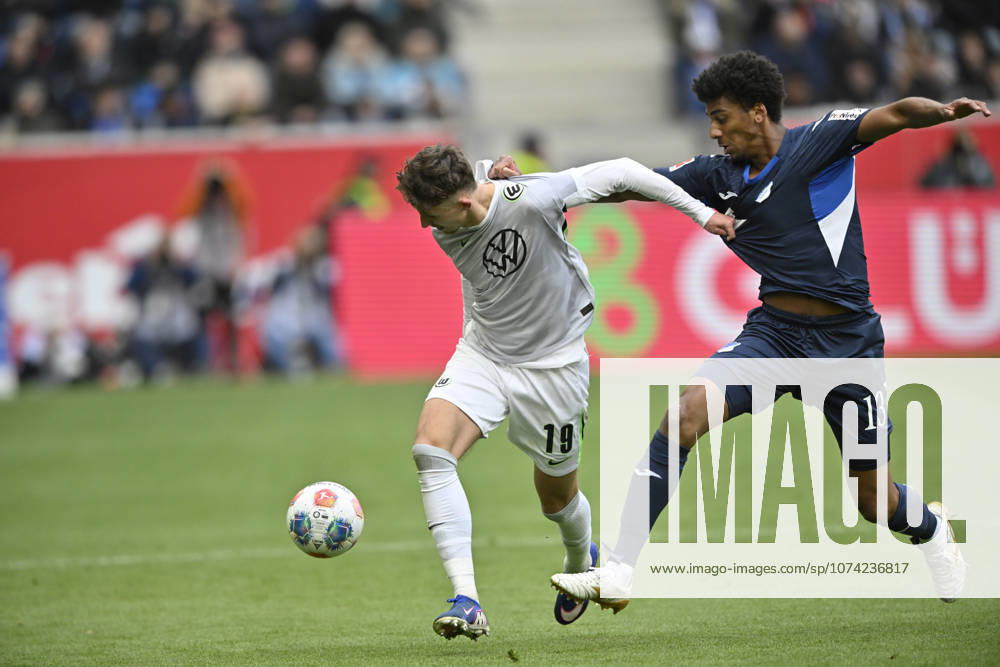 One-on-one, action Bernardo TSG 1899 Hoffenheim 13 vs Jesper Lindstrom Lindstroem VfL Wolfsburg 19 TSG 1899 Hoffenheim vs VfL Wolfsburg WOB 14 03 2026 DFL REGULATES PROHIBIT ANY USE OF PHOTOGRAPHS AS IMAGE SEQUENCES AND OR QUASI VIDEO TSG 1899 Hoffenheim vs VfL Wolfsburg WOB