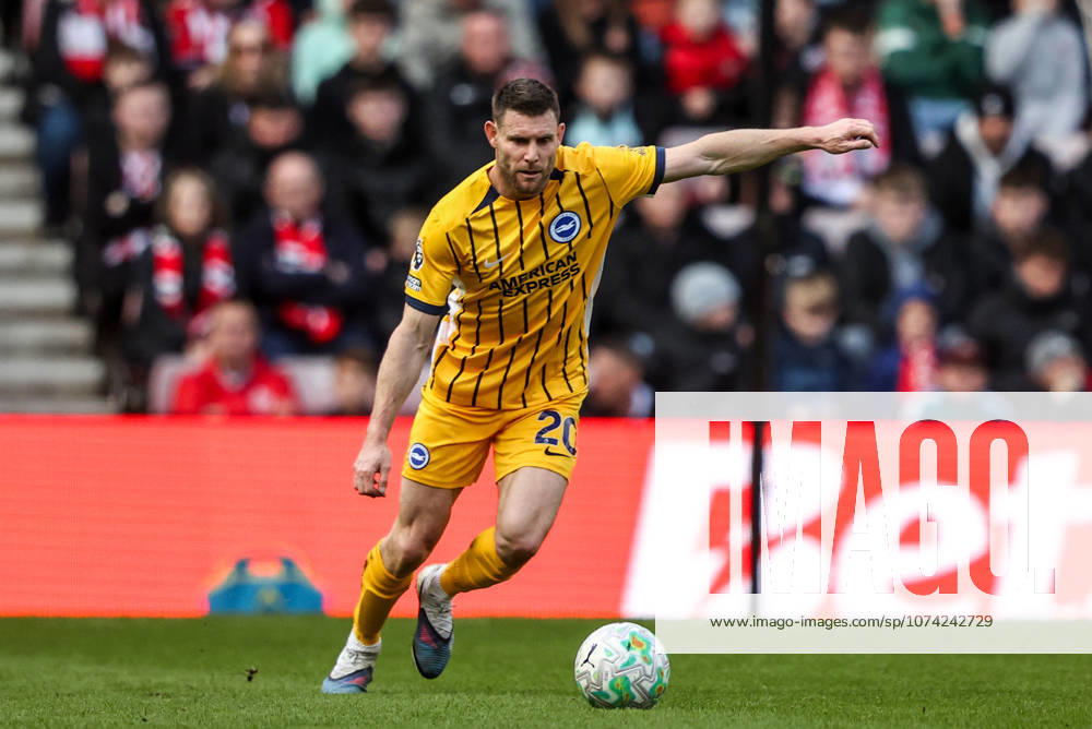 Sunderland v Brighton & Hove Albion - Premier League James Milner of Brighton & Hove Albion clears the ball during the Premier League match between Sunderland and Brighton & Hove Albion at Stadium Of Light in Sunderland, United Kingdom, on March 14, 2026. Sunderland Tyne and Wear United Kingdom