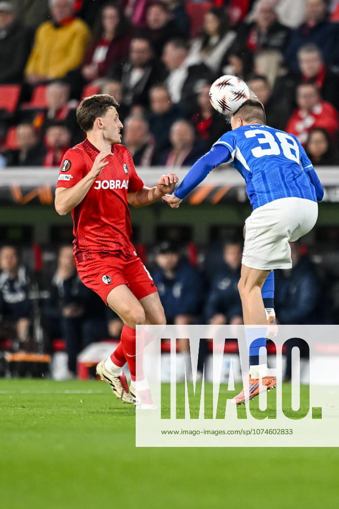 Maximilian Eggestein SC Freiburg and Daan Heymans KRC Genk battle for the ball during the UEFA Europa League 2025 26 Round of 16 Second Leg match between SC Freiburg and KRC Genk at Stadion am Wolfswinkel on March 19, 2026 in Freiburg im Breisgau, Germany Photo by Harry Langer DeFodi Images