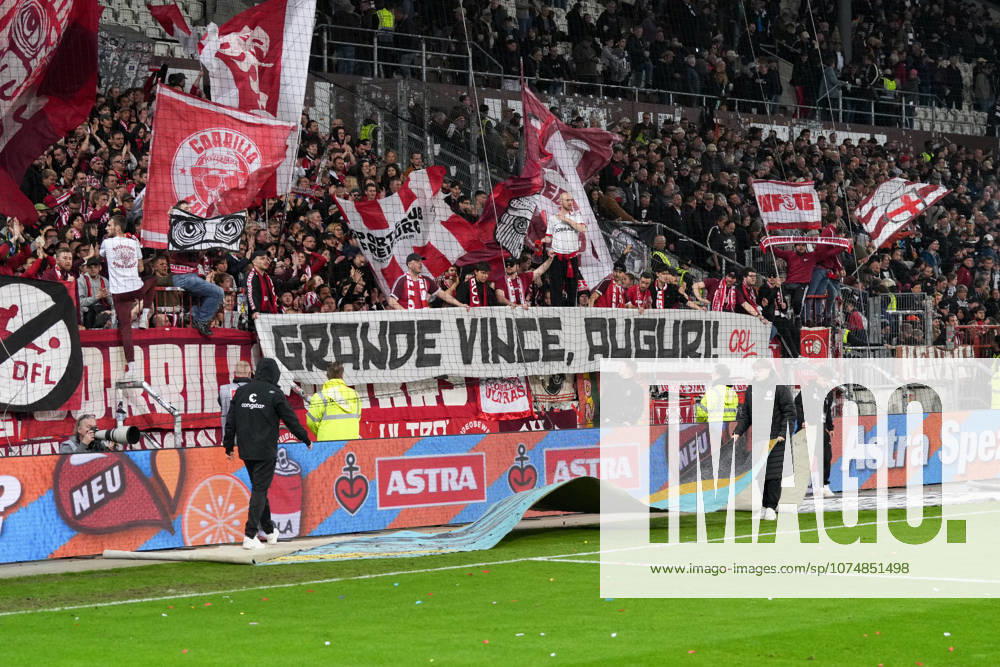 Banner of the fans and Ultras in the stands, Banner for Vincenzo Grifo SC Freiburg, 32 , Record goalscorer , Germany, Football, 1 Bundesliga, Matchday 27, 2025 2026, FC St Pauli vs SC Freiburg, 22 03 2026, Millerntor Stadion, Hamburg, Germany DFL REGULATIONS PROHIBIT ANY USE OF PHOTOGRAPHS AS IMAGE SEQUENCES AND OR QUASI VIDEO Hamburg Millerntor Stadion Hamburg Germany