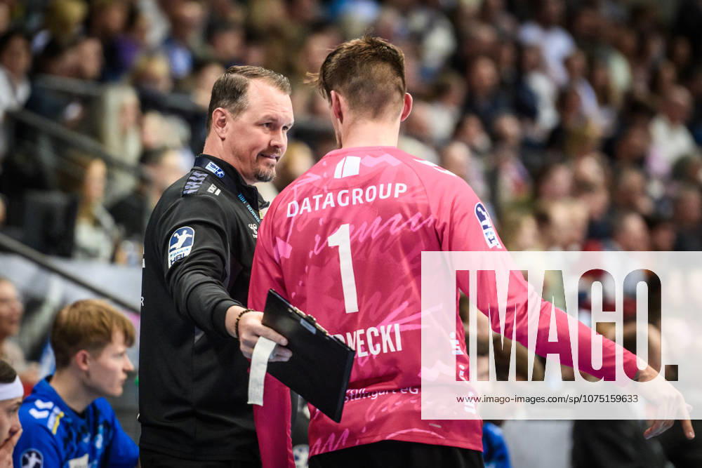 Misha Kaufmann TVB Stuttgart, Coach with Mateusz Kornecki TVB Stuttgart, 01 GER, TVB Stuttgart TBV Lemgo Lippe, DAIKIN HBL, Handball, Bundesliga, 26 Matchday, Season 2025 2026, 29 03 2026 GER, TVB Stuttgart TBV Lemgo Lippe, DAIKIN HBL, Handball, Bundesliga, 26 Matchday, Season 2025 2026, 29 03 2026 Stuttgart