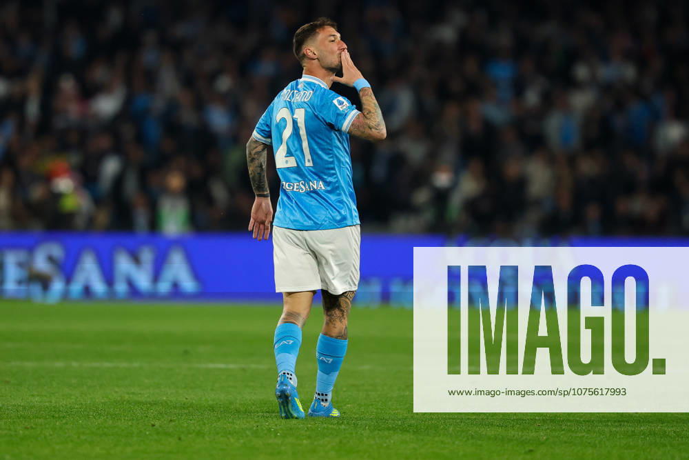 Napolis Matteo Politano celebrates after scoring goal 1-0 during the Serie A soccer match between Napoli and Milan at the Diego Armando Maradona Stadium in Naples, southern italy - Monday , April 06 , 2026. - Soccer .