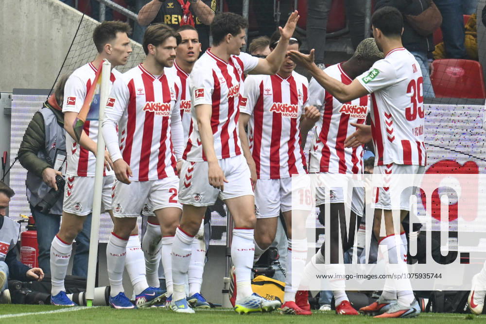 Said El Mala Koeln 13 celebrates after scoring the 1 0 goal with the team 12 04 2026 ¢ Football ¢ 1 FC Koeln vs SV Werder Bremen, Rheinenergiestadion, Koeln, DFB DFL REGULATIONS PROHIBIT ANY USE OF PHOTOGRAPHS AS IMAGE SEQUENCES AND OR QUASI VIDEO