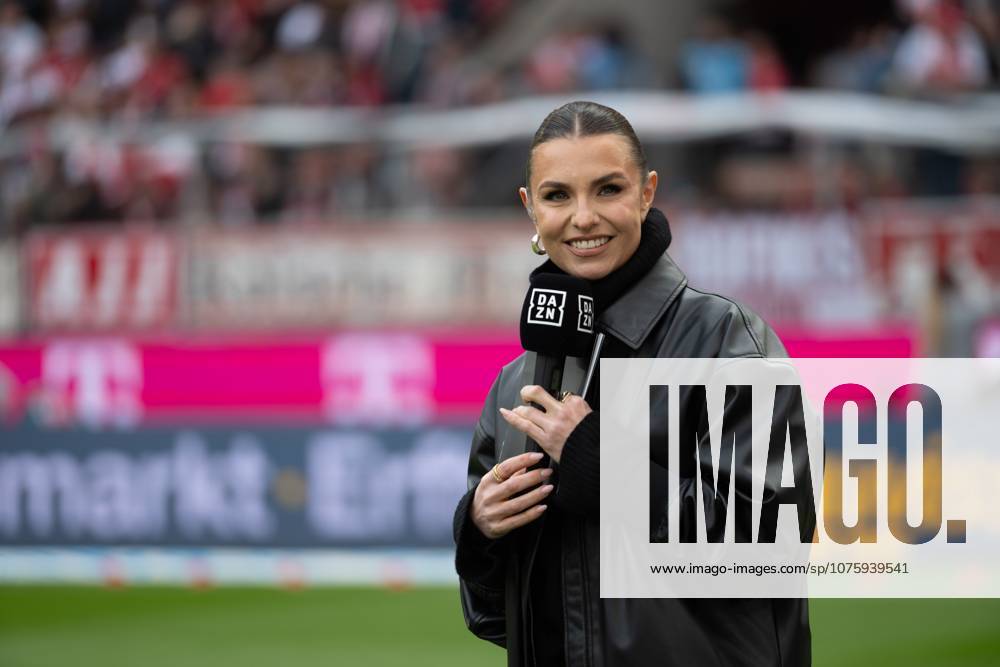 Laura Wontorra, Moderator, , 1 FC Koeln vs SV Werder Bremen, Football, 1 Bundesliga, 29 Matchday, 12 04 2026 DFB DFL regulations prohibit any use of photographs as image sequences and or quasi video Koeln Nordrhein Westfalen Germany