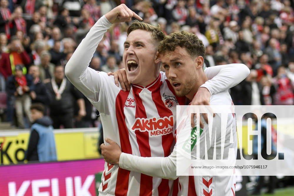 Isak Johannesson Koeln 18 celebrates after scoring the 3 1 goal with Luca Waldschmidt Koeln 7 12 04 2026 ¢ Football ¢ 1 FC Koeln vs SV Werder Bremen, Rheinenergiestadion, Koeln, DFB DFL REGULATIONS PROHIBIT ANY USE OF PHOTOGRAPHS AS IMAGE SEQUENCES AND OR QUASI VIDEO
