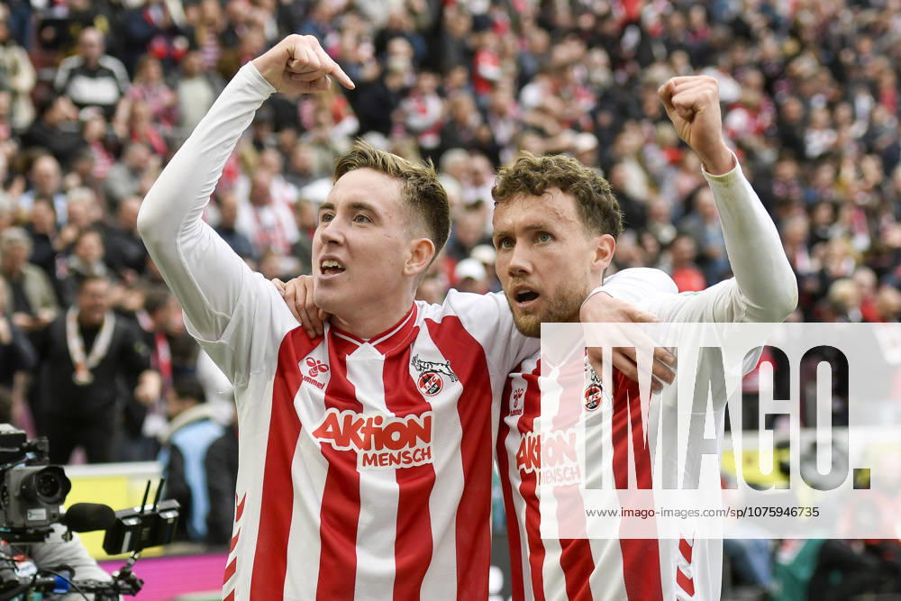 Isak Johannesson Koeln 18 celebrates after scoring the 3 1 goal with Luca Waldschmidt Koeln 7 12 04 2026 ¢ Football ¢ 1 FC Koeln vs SV Werder Bremen, Rheinenergiestadion, Koeln, DFB DFL REGULATIONS PROHIBIT ANY USE OF PHOTOGRAPHS AS IMAGE SEQUENCES AND OR QUASI VIDEO