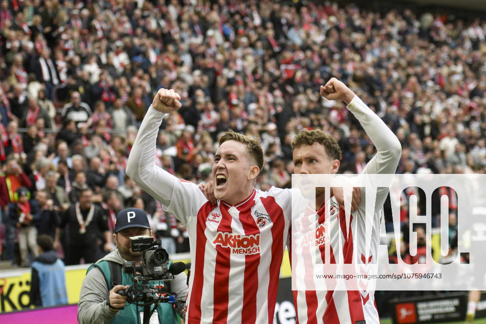 Isak Johannesson Koeln 18 celebrates after scoring the 3 1 goal with Luca Waldschmidt Koeln 7 12 04 2026 ¢ Football ¢ 1 FC Koeln vs SV Werder Bremen, Rheinenergiestadion, Koeln, DFB DFL REGULATIONS PROHIBIT ANY USE OF PHOTOGRAPHS AS IMAGE SEQUENCES AND OR QUASI VIDEO