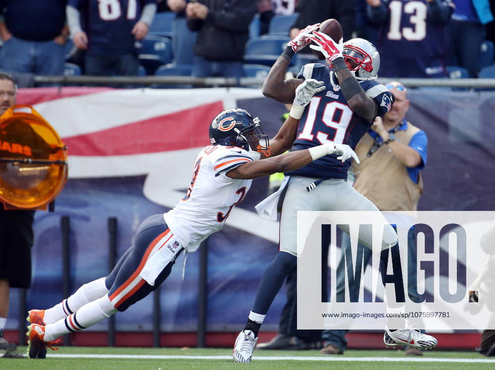 Oct. 26, 2014 - Foxborough, MA, USA - New England Patriots wide receiver Brandon LaFell (19) catches a touchdown over Chicago Bears defensive back Al Louis-Jean (39) in the second quarter Sunday, Oct. 26, 2014 at Gillette Stadium in Foxborough, Mass. The Patriots defeated the Bears 51-23.
