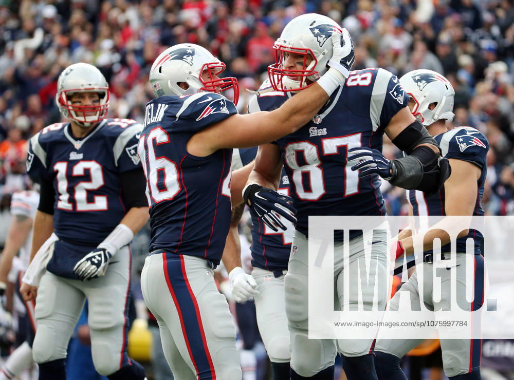 Oct. 26, 2014 - Foxborough, MA, USA - New England Patriots tight end Rob Gronkowski (87) celebrates his third touchdown of the game in the third quarter Sunday, Oct. 26, 2014 at Gillette Stadium in Foxborough, Mass. The Patriots defeated the Bears 51-23.