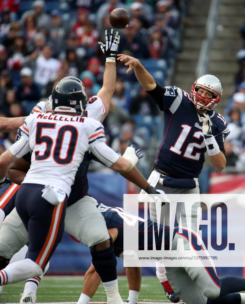 Oct. 26, 2014 - Foxborough, MA, USA - New England Patriots quarterback Tom Brady (12) passes against the Chicago Bears in the fourth quarter Sunday, Oct. 26, 2014 at Gillette Stadium in Foxborough, Mass. The Patriots defeated the Bears 51-23.