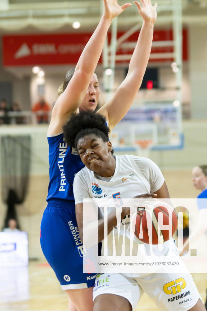 Allyson Fertig Marburg, 45 , Khalis Cain Lions, 5 , Syntainics MBC vs BC Marburg, Women, Basketball, 1 Bundesliga, DBBL, Playoff Semifinal 2 5, Season 2025 26, 13 04 2026 Halle SWH Arena Sachsen Anhalt Germany