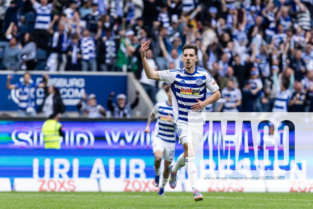 3 Liga MSV Duisburg TSG Hoffenheim II 18 04 2026 MSV Duisburg celebrates the goal, 3 1 by Conor Noß MSV Duisburg, 14 3 Liga MSV Duisburg TSG Hoffenheim II Schauinsland Reisen Arena, Duisburg, 18 04 2026 DFB regulations prohibit any use of photographs as image sequences and or quasi video