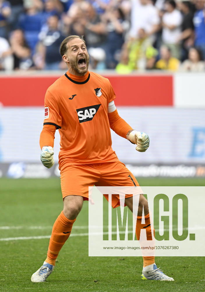 After the end of the match final cheers, joy, happiness, jubilation goalkeeper Oliver Baumann TSG 1899 Hoffenheim 01 TSG 1899 Hoffenheim vs Borussia Dortmund BVB 18 04 2026 DFL REGULATIONS PROHIBIT ANY USE OF PHOTOGRAPHS AS IMAGE SEQUENCES AND OR QUASI VIDEO TSG 1899 Hoffenheim vs Borussia Dortmund