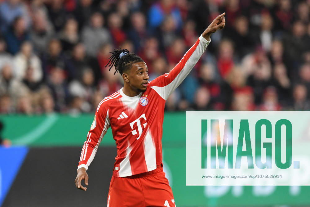 Michael Olise FC Bayern Muenchen, 17 gestures GER, Bayer 04 Leverkusen vs FC Bayern Muenchen, Football, DFB Pokal Semi-Final, Season 2025 2026, 22 04 2026 DFL REGULATIONS PROHIBIT ANY USE OF PHOTOGRAPHS AS IMAGE SEQUENCES AND OR QUASI VIDEO GER, Bayer 04 Leverkusen vs FC Bayern Muenchen, Football, DFB Pokal Semi-Final, Season 2025 2026, 22 04 2026 Leverkusen