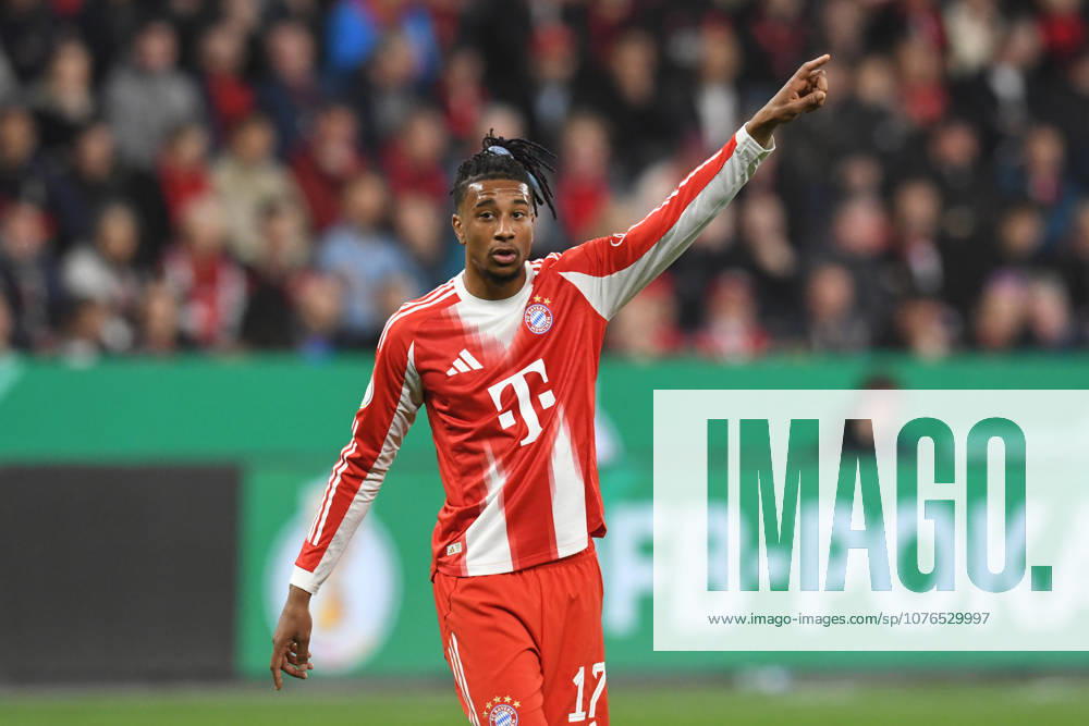 Michael Olise FC Bayern Muenchen, 17 gestures GER, Bayer 04 Leverkusen vs FC Bayern Muenchen, Football, DFB Pokal Semi-Final, Season 2025 2026, 22 04 2026 DFL REGULATIONS PROHIBIT ANY USE OF PHOTOGRAPHS AS IMAGE SEQUENCES AND OR QUASI VIDEO GER, Bayer 04 Leverkusen vs FC Bayern Muenchen, Football, DFB Pokal Semi-Final, Season 2025 2026, 22 04 2026 Leverkusen