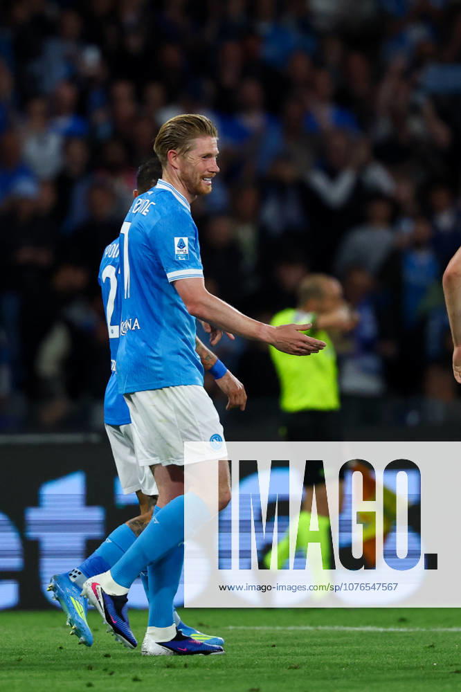 Napolis Kevin De Bruyne celebrates after scoring goal 3-0 during the Serie A soccer match between Napoli and Cremonese at the Diego Armando Maradona Stadium in Naples, southern italy - Friday , April 24 , 2026. - Soccer .
