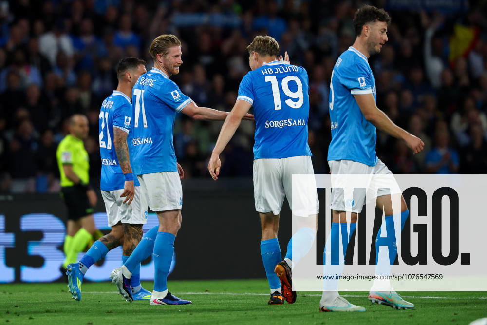 Napolis Kevin De Bruyne celebrates after scoring goal 3-0 during the Serie A soccer match between Napoli and Cremonese at the Diego Armando Maradona Stadium in Naples, southern italy - Friday , April 24 , 2026. - Soccer .