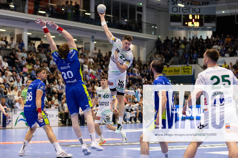 Oskar SUNNEFELDT FRISCH AUF Goeppingen, 27 scores a goal, Action, Goal throw GER, VfL Gummersbach vs FRISCH AUF Goeppingen, Handball, Bundesliga, Matchday 30, Season 2025 2026, 30 04 2026, GER, VfL Gummersbach vs FRISCH AUF Goeppingen, Handball, Bundesliga, Matchday 30, Season 2025 2026, 30 04 2026, Gummersbach