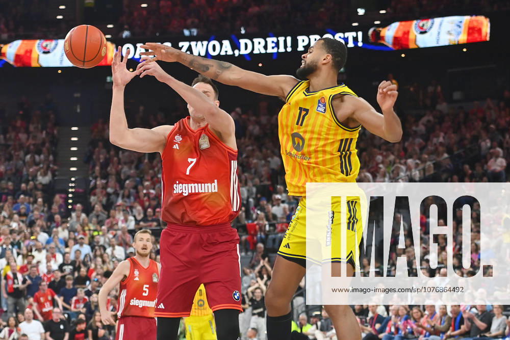 Johannes VOIGTMANN FCB , action,duel against Norris AGBAKOKO Berlin Basketball BBL,season 2025 2026 FC Bayern Muenchen Alba Berlin on 01 05 2026, S A P G A R D EN