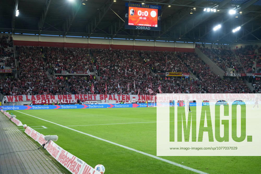 Banner of the fans and Ultras in the stands, Banner, IMK , Germany, Football, 1 Bundesliga, 32 Matchday, 2025 2026, SC Freiburg vs VfL Wolfsburg, 03 05 2026, Europa Park Stadion, Freiburg, DFL REGULATIONS PROHIBIT ANY USE OF PHOTOGRAPHS AS IMAGE SEQUENCES AND OR QUASI VIDEO Freiburg Europa Park Stadion Baden Württemberg Germany