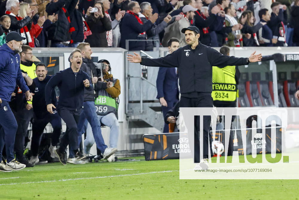 Julian Schuster SC Freiburg, Coach after final whistle , Germany, Football, UEFA Europa League, Semi-final, 2025 2026, SC Freiburg vs Sporting Braga, 07 05 2026, Freiburg im Breisgau Europa Park Stadium Germany