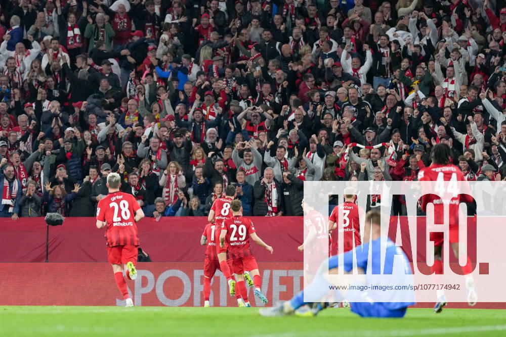 Goal celebration, emotions, goal shot, goal, goal success, goal, goal, Germany, football, UEFA Europa League, semi-final, second leg, 2025 2026, SC Freiburg vs SC Braga, 07 05 2026, Europa Park Stadion, Freiburg Freiburg Europa Park Stadion Baden Württemberg Germany