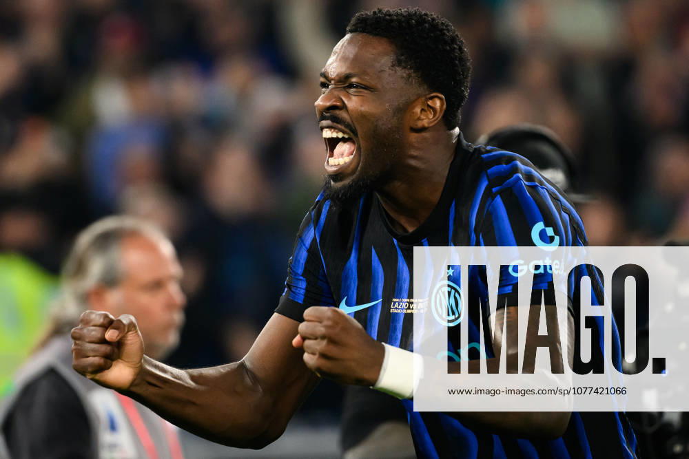 Marcus Thuram of FC Internazionale celebrates after scoring the goal of 0-1 during the 2025 2026 Coppa Italia football final between SS Lazio and FC Internazionale at Stadio Olimpico in Rome (Italy), May 13, 2026. AndreaxStaccioli