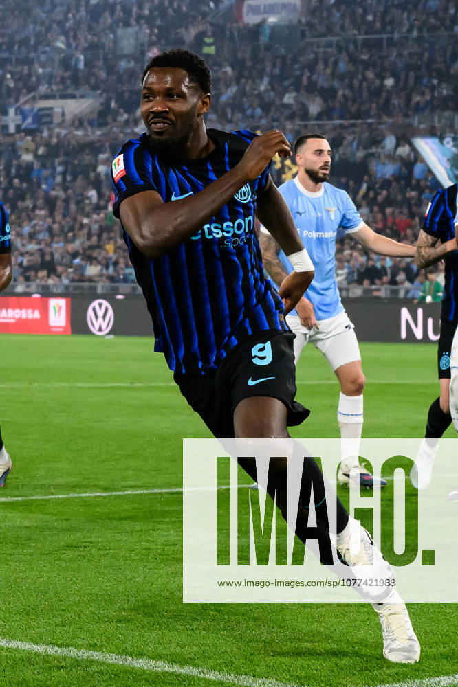Marcus Thuram of FC Internazionale celebrates after scoring the goal of 0-1 during the 2025 2026 Coppa Italia football final between SS Lazio and FC Internazionale at Stadio Olimpico in Rome (Italy), May 13, 2026. AndreaxStaccioli