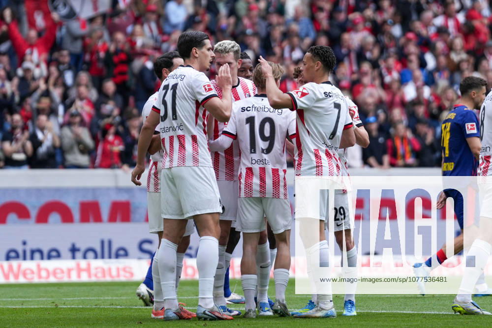 Goal celebration, Emotions, Goal shot, Goal success, Goal, Goal, Germany, Football, 1 Bundesliga, 34 Matchday, 2025 2026, SC Freiburg vs RB Leipzig, 16 05 2026, Europa Park Stadion, Freiburg Freiburg Europa Park Stadion Baden Württemberg Germany