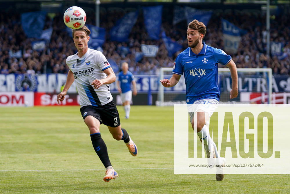 Germany Soccer 2 Liga 2025 2026, Matchday 34 SV Darmstadt 98 vs SC Paderborn 07 Merck Stadion am Böllenfalltor Darmstadt Killian Corredor SVD, 34 in duel with Jonah Sticker SCP, 3