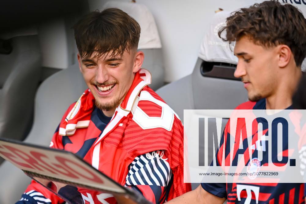 Lennart Karl FC Bayern München and Tom Bischof FC Bayern München Looks on during the DFB Cup Final 2026 match between FC Bayern München and VfB Stuttgart at Olympiastadion on May 23, 2026 in Berlin, Germany Photo by Harry Langer DeFodi Images