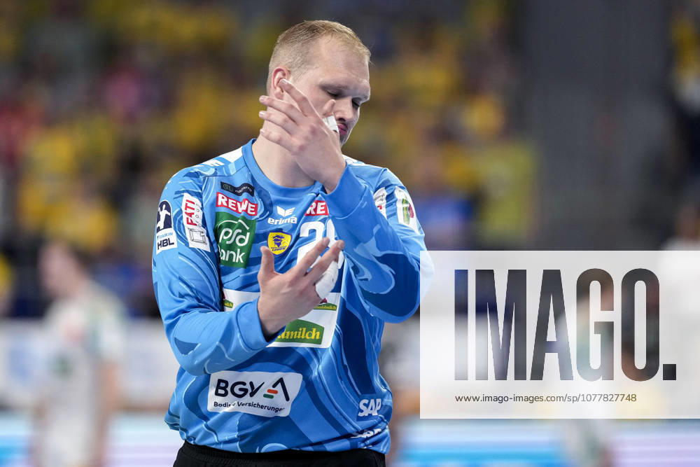 David Späth Goalkeeper, RNL, 29 , single picture, single photo, action, action, player of Rhein Neckar Löwen, looking disappointed, disappointment, frustration, disappointed, pessimistic, 24 05 2026, Mannheim Germany , Handball, Bundesliga, Rhein Neckar Löwen SC Magdeburg