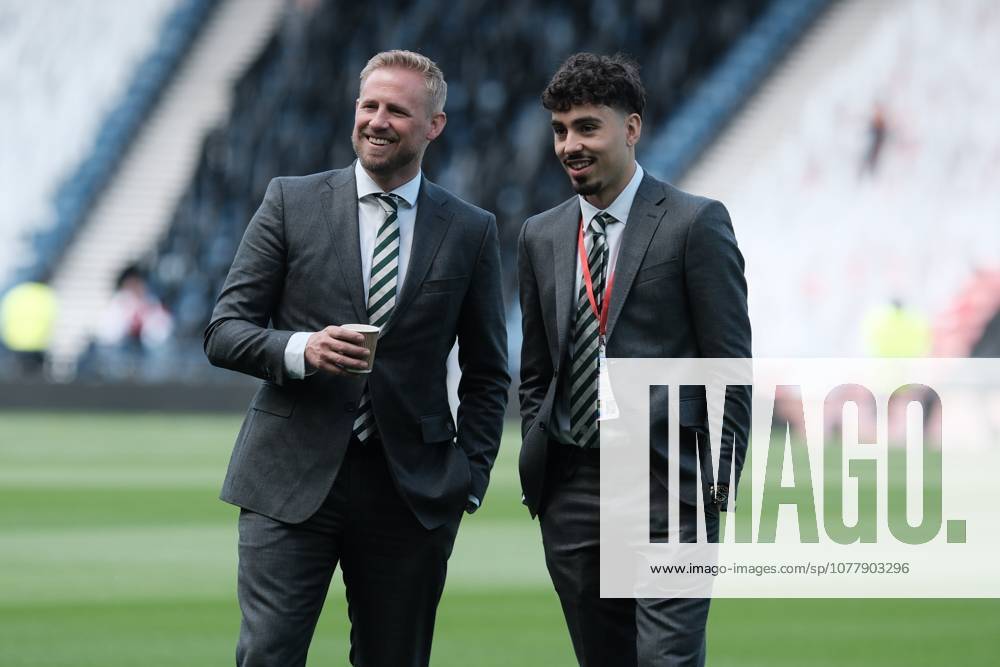 UK: Celtic v Dunfermline, Scottish Cup Final at Barclays Hampden, Glasgow, Scotland on 23 May 2026: Pictured: Celtic goalkeeper Kasper Schmeichel and Sebastian Tounekti (Celtic) Glasgow Barclays Hampden Scotland