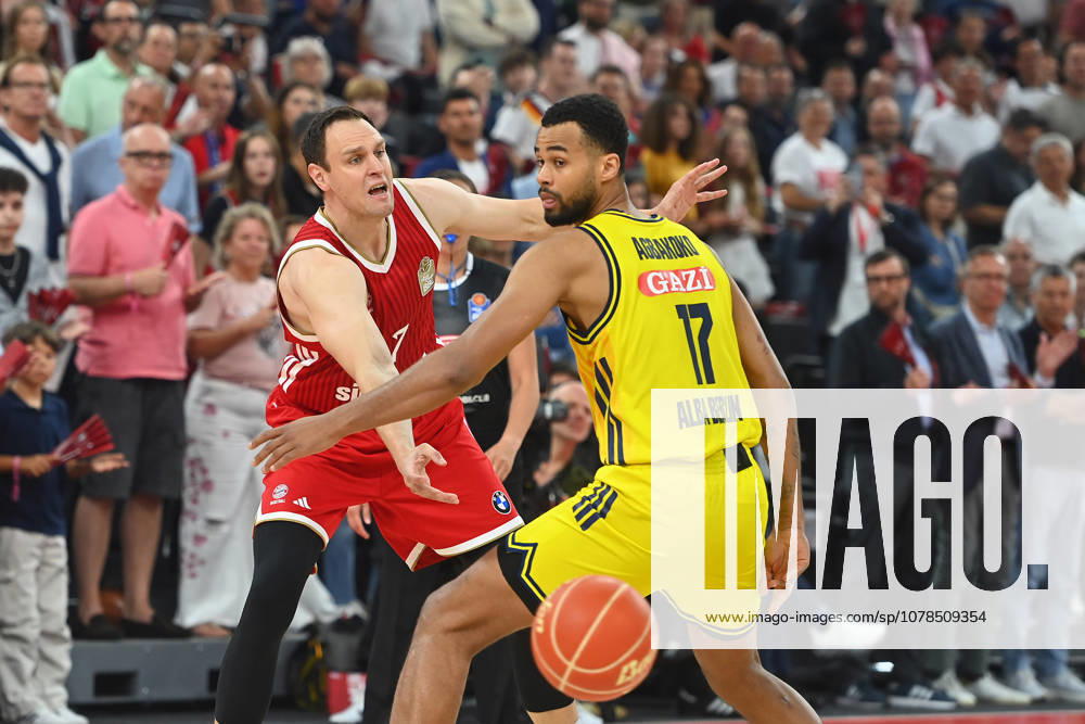 Johannes VOIGTMANN FCB , action,duel against Norris AGBAKOKO Berlin Basketball BBL,Season 2025 2026 Play Off Final Game 2, FC Bayern Muenchen Alba Berlin on 14 06 2026 S A P G A R D EN